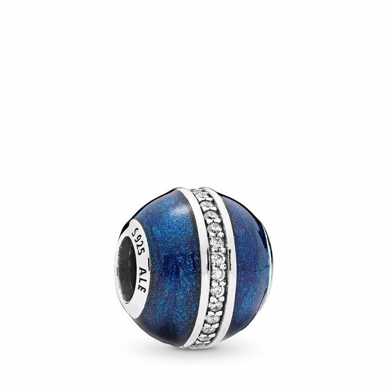 Pandora Orbit Charm Ireland - Sterling Silver/Enamel/Blue/Cubic Zirconia - 706529FZD